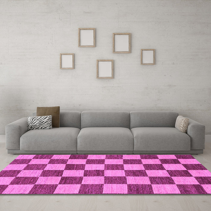 Machine Washable Checkered Purple Modern Area Rugs in a Living Room, wshabs1697pur
