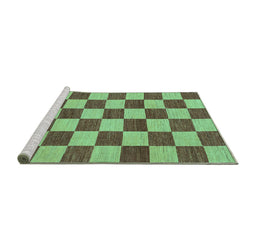 Sideview of Machine Washable Checkered Turquoise Modern Area Rugs, wshabs1697turq