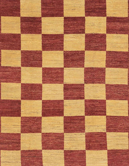 Abstract Orange Checkered Rug, abs1697