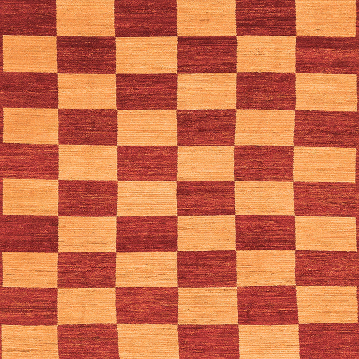 Square Checkered Orange Modern Rug, abs1697org
