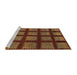 Sideview of Machine Washable Abstract Saffron Red Rug, wshabs1698