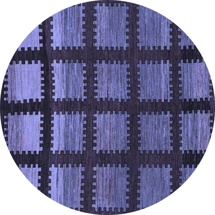 Round Abstract Blue Modern Rug, abs1698blu