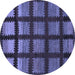 Round Abstract Blue Modern Rug, abs1698blu