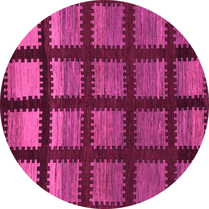 Round Machine Washable Abstract Pink Modern Rug, wshabs1698pnk