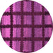 Round Machine Washable Abstract Purple Modern Area Rugs, wshabs1698pur