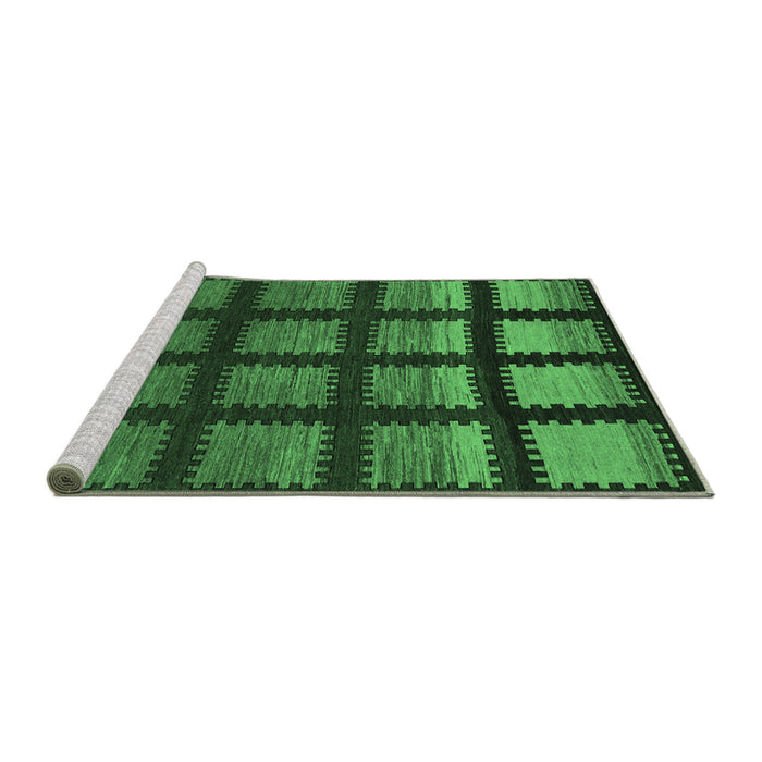 Sideview of Machine Washable Abstract Emerald Green Modern Area Rugs, wshabs1698emgrn