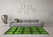 Machine Washable Abstract Green Modern Area Rugs in a Living Room,, wshabs1698grn