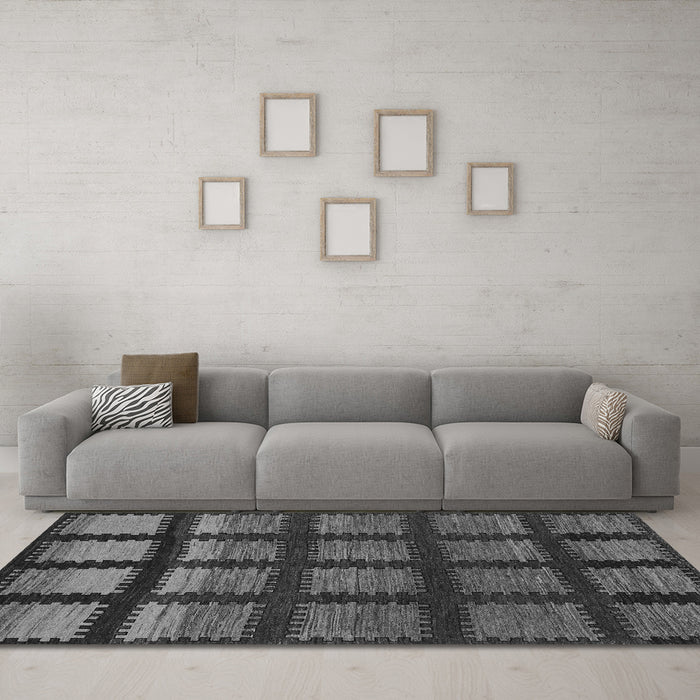 Machine Washable Abstract Gray Modern Rug in a Living Room,, wshabs1698gry