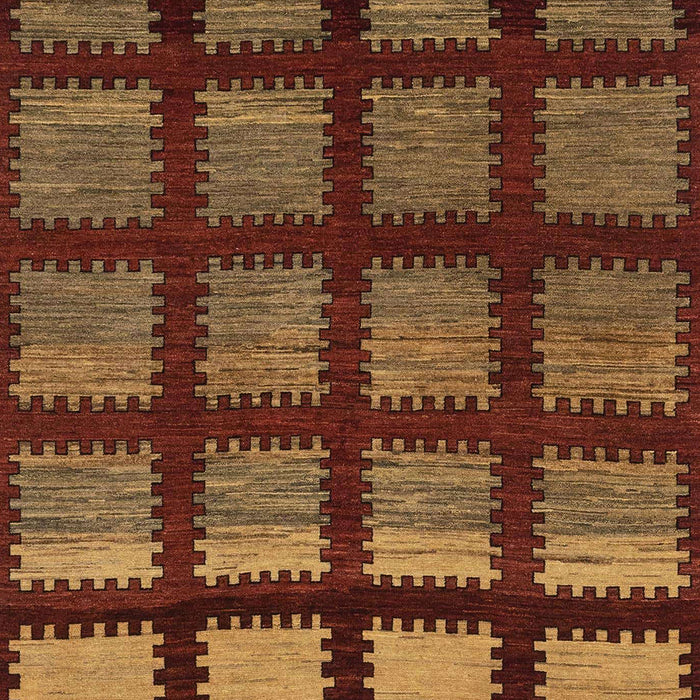 Machine Washable Abstract Saffron Red Rug, wshabs1698