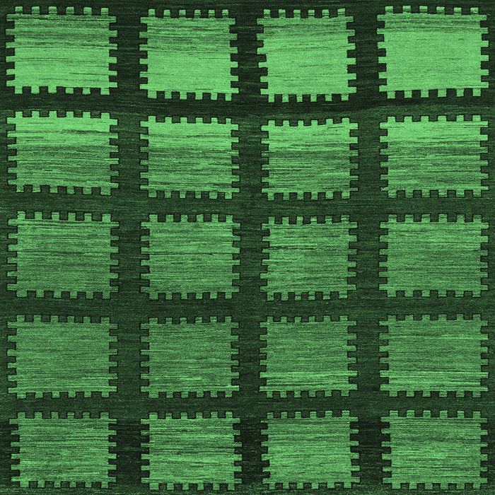 Square Machine Washable Abstract Emerald Green Modern Area Rugs, wshabs1698emgrn