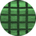 Round Abstract Emerald Green Modern Rug, abs1698emgrn