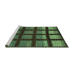 Sideview of Machine Washable Abstract Turquoise Modern Area Rugs, wshabs1698turq