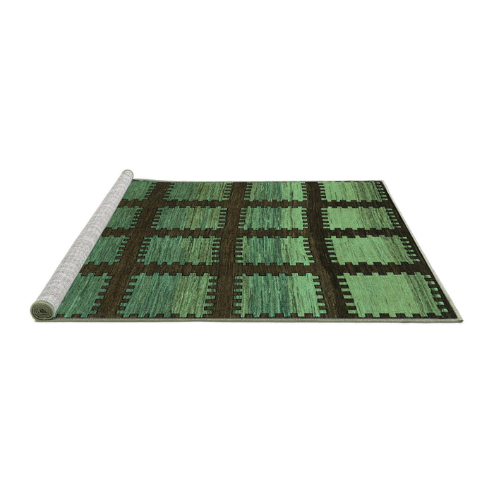 Sideview of Machine Washable Abstract Turquoise Modern Area Rugs, wshabs1698turq