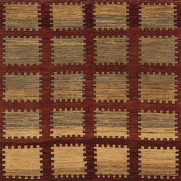 Square Abstract Saffron Red Modern Rug, abs1698