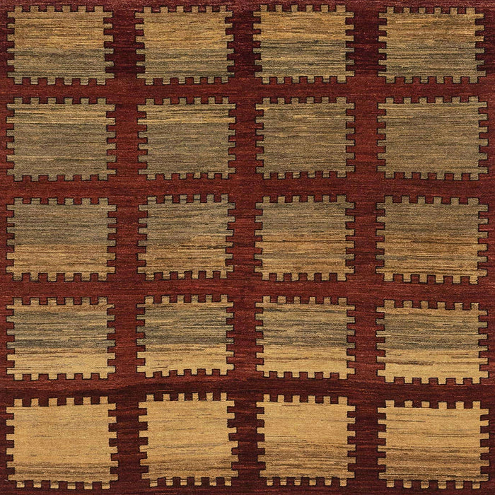 Square Abstract Saffron Red Modern Rug, abs1698