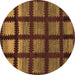 Round Abstract Brown Modern Rug, abs1698brn