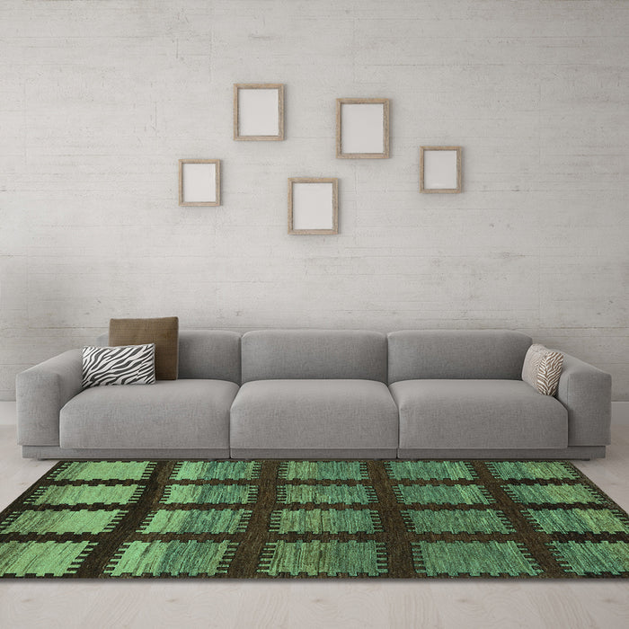 Machine Washable Abstract Turquoise Modern Area Rugs in a Living Room,, wshabs1698turq