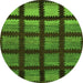 Round Machine Washable Abstract Green Modern Area Rugs, wshabs1698grn