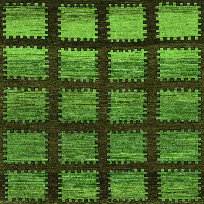 Square Machine Washable Abstract Green Modern Area Rugs, wshabs1698grn