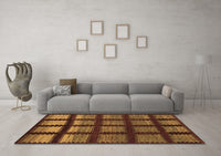 Machine Washable Abstract Brown Modern Rug, wshabs1698brn