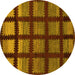 Round Abstract Yellow Modern Rug, abs1698yw