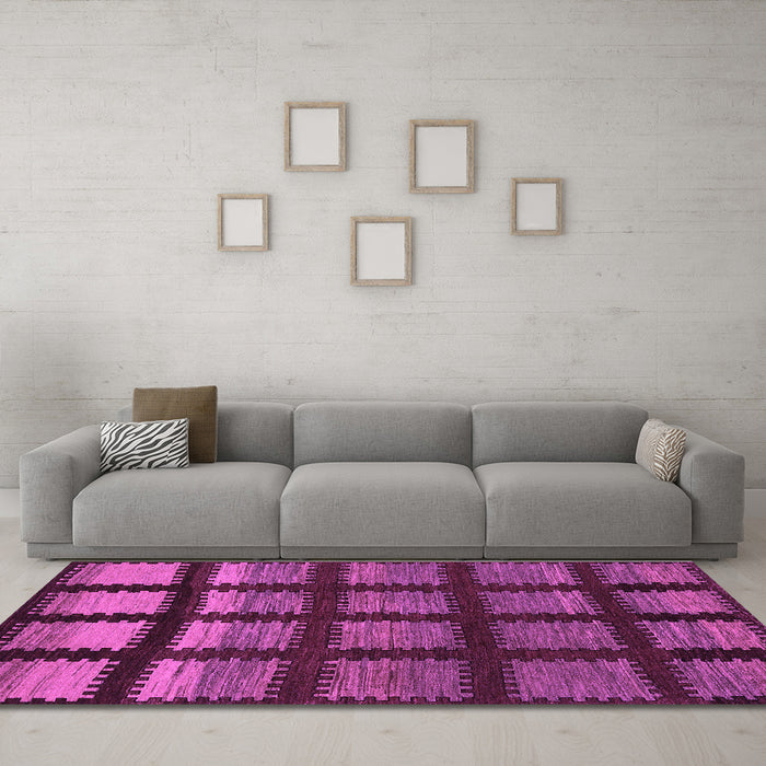 Machine Washable Abstract Purple Modern Area Rugs in a Living Room, wshabs1698pur