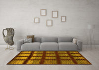 Machine Washable Abstract Yellow Modern Rug, wshabs1698yw