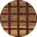 Round Abstract Saffron Red Modern Rug, abs1698