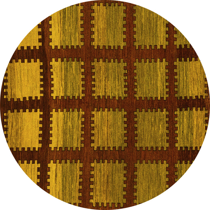 Round Machine Washable Abstract Yellow Modern Rug, wshabs1698yw