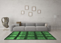 Machine Washable Abstract Emerald Green Modern Rug, wshabs1698emgrn