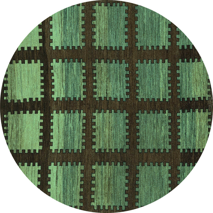 Round Abstract Turquoise Modern Rug, abs1698turq