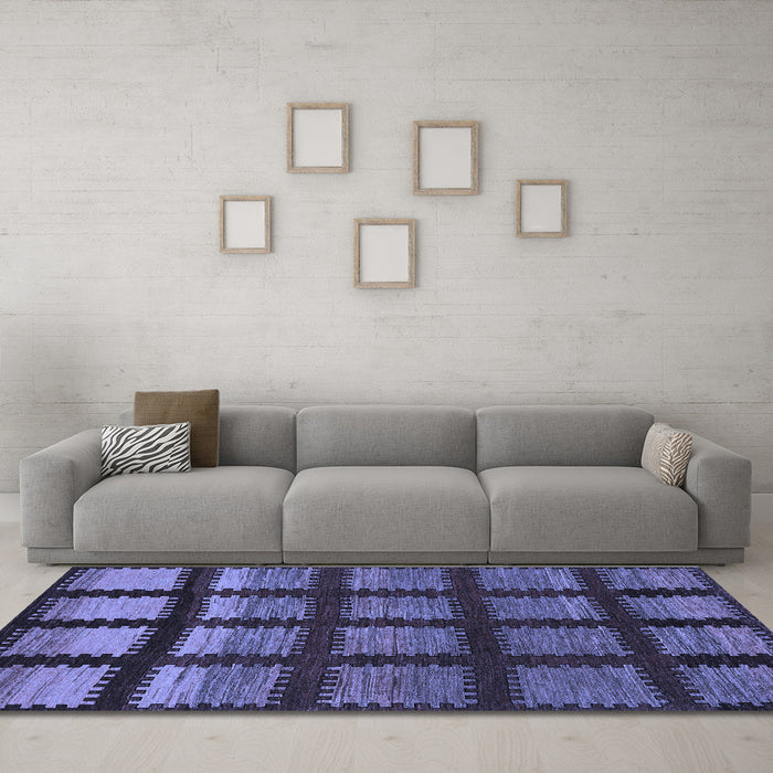 Machine Washable Abstract Blue Modern Rug in a Living Room, wshabs1698blu