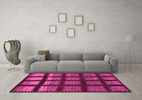 Machine Washable Abstract Pink Modern Rug, wshabs1698pnk