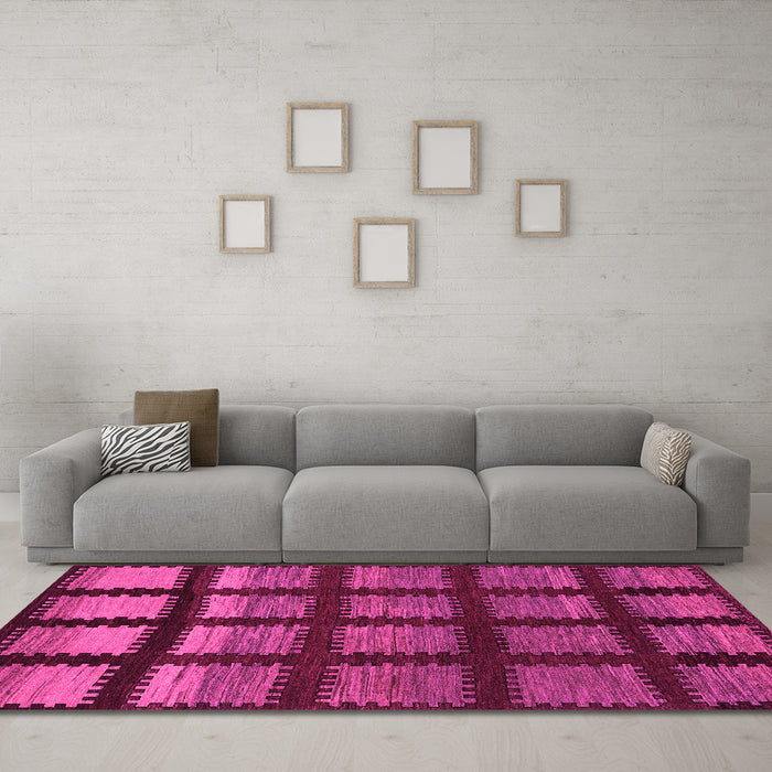 Machine Washable Abstract Pink Modern Rug in a Living Room, wshabs1698pnk