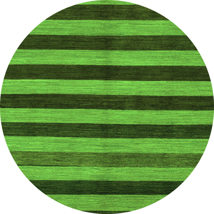 Round Machine Washable Abstract Green Modern Area Rugs, wshabs1699grn