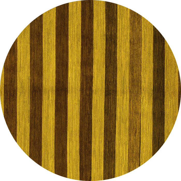 Round Machine Washable Abstract Yellow Modern Rug, wshabs1699yw
