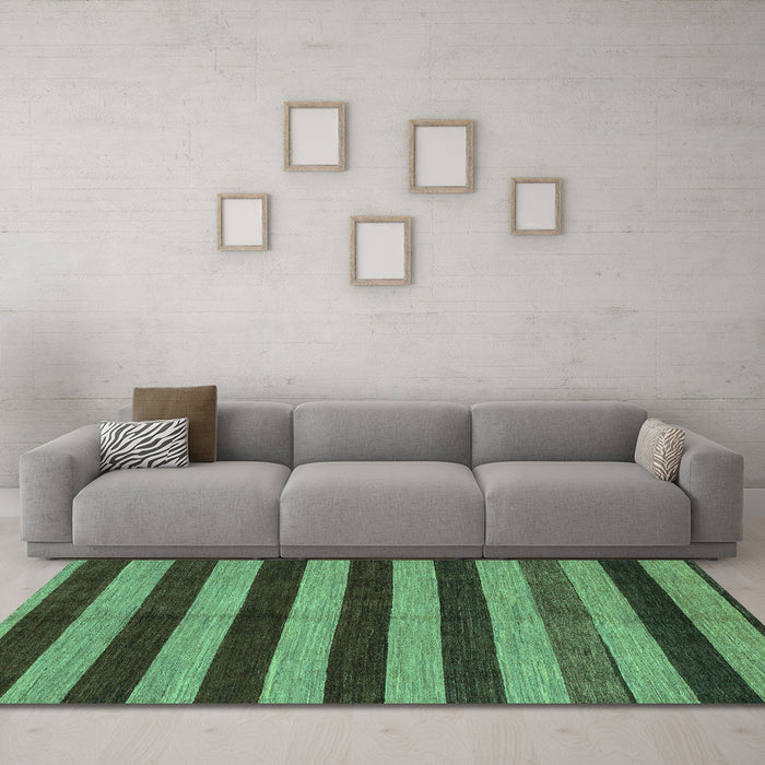 Machine Washable Abstract Turquoise Modern Area Rugs in a Living Room,, wshabs1699turq