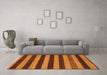 Machine Washable Abstract Orange Modern Area Rugs in a Living Room, wshabs1699org