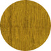 Round Machine Washable Abstract Yellow Modern Rug, wshabs169yw