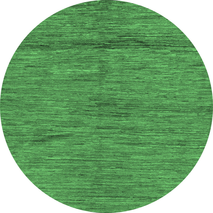 Round Machine Washable Abstract Emerald Green Modern Area Rugs, wshabs169emgrn