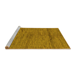 Sideview of Machine Washable Abstract Yellow Modern Rug, wshabs169yw