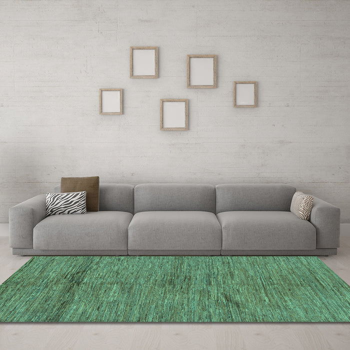 Machine Washable Abstract Turquoise Modern Area Rugs in a Living Room,, wshabs169turq
