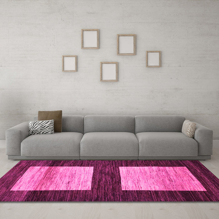 Machine Washable Oriental Pink Modern Rug in a Living Room, wshabs16pnk