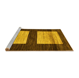 Sideview of Machine Washable Oriental Yellow Modern Rug, wshabs16yw