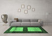 Machine Washable Oriental Emerald Green Modern Area Rugs in a Living Room,, wshabs16emgrn