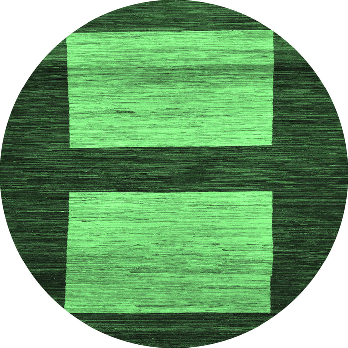 Round Machine Washable Oriental Emerald Green Modern Area Rugs, wshabs16emgrn