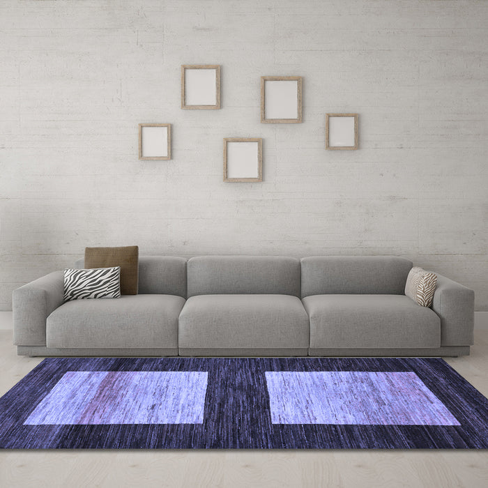 Machine Washable Oriental Blue Modern Rug in a Living Room, wshabs16blu