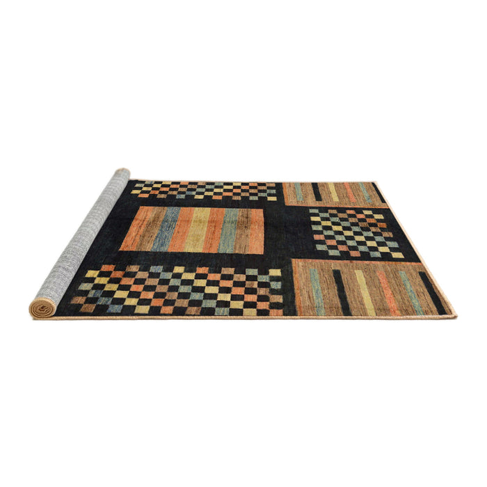 Sideview of Machine Washable Abstract Bronze Brown Rug, wshabs170
