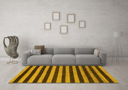 Machine Washable Abstract Yellow Modern Rug in a Living Room, wshabs1700yw