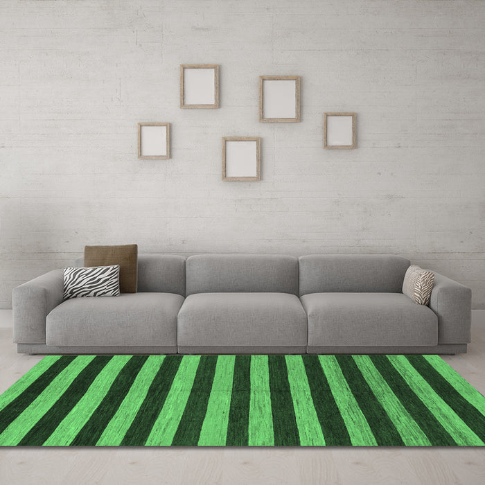 Machine Washable Abstract Emerald Green Modern Area Rugs in a Living Room,, wshabs1700emgrn